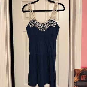SO Navy Blue Mini Dress with Cream Lace Detail